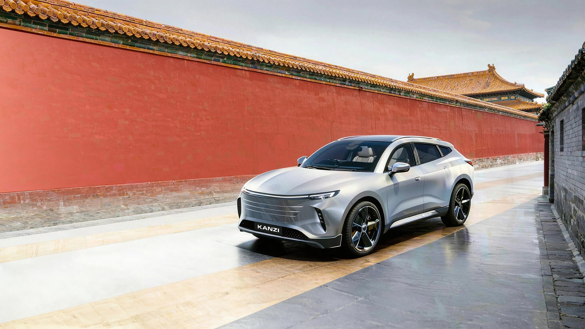 Futuristic electric car conceptual cockpit